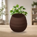 Ribbed Bottom Plant Pot in Chocolate Brown