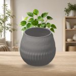 Ribbed Bottom Plant Pot in Grey