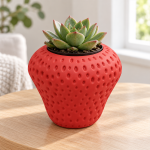Strawberry Plant Pot in Lava Red