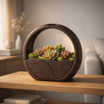 Zen Circular Succulent Planter in Chocolate Brown