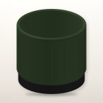 Mid-Century Ribbed Planter & Black Tray in Green