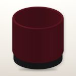 Mid-Century Ribbed Planter & Black Tray in Deep Red