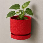 Floral Pattern Wall Planter in Red
