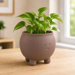 Happy Cauldron Planter in Matte Brown