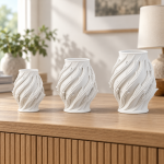 Leaf Twist Planter in Cotton White