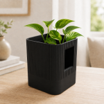 Aura Planter with Hidden Base in Matte Black