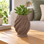 Leaf Twist Planter in Matte Brown