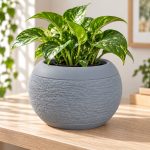Fuzzy Bowl Planter in Rock Ash Grey