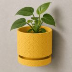 Floral Pattern Wall Planter in Yellow