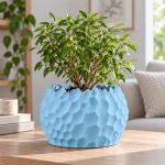 Ripplecrest Planter & Tray in Light Blue