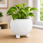 Sad Cauldron Planter in Cotton White
