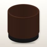 Mid-Century Ribbed Planter & Black Tray in Chocolate Brown