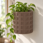 Geometric Wall Planter Set in Matte Brown