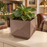 Modern Square Plant Pot in Matte Brown