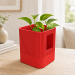 Aura Planter with Hidden Base in Lava Red