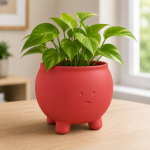 Sad Cauldron Planter in Lava Red
