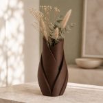Sculptural Leaf Vase in Chocolate Brown