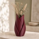 Sculptural Leaf Vase in Deep Red