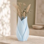 Sculptural Leaf Vase in Light Blue