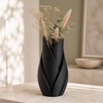Sculptural Leaf Vase in Matte Black