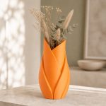 Sculptural Leaf Vase in Orange