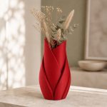 Sculptural Leaf Vase in Red