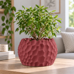 Ripplecrest Planter & Tray in Deep Red