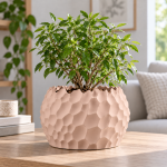 Ripplecrest Planter & Tray in Cherry Pink