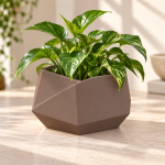Hexagonal Origami Planter in Matte Brown