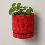Art Deco Arc Wall Planter in Red