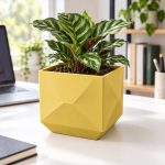 Modern Square Plant Pot in Dawn Yellow