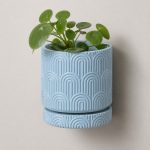 Art Deco Arc Wall Planter in Light Blue