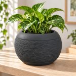 Fuzzy Bowl Planter in Matte Black