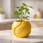 Minimalist Rounded Plant Pot in Yellow