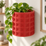 Geometric Wall Planter Set in Lava Red