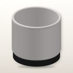 Mid-Century Ribbed Planter & Black Tray in White