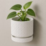 Floral Pattern Wall Planter in Matte White