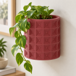 Geometric Wall Planter Set in Deep Red
