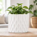 Modern Wave Pot Cover in Matte White