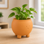 Happy Cauldron Planter in Sunset Orange