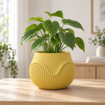 Wavy Ribbed Planter in Dawn Yellow