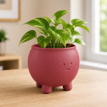Happy Cauldron Planter in Deep Red