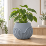 Wavy Ribbed Planter in Rock Ash Grey