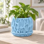Cascade Planter & Tray in Light Blue