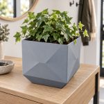 Modern Square Plant Pot in Rock Ash Grey