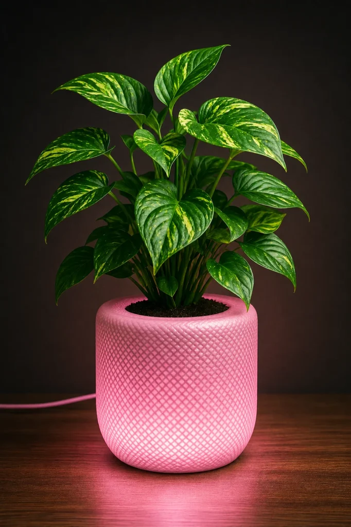 Pink Illuminated Planter Lamp