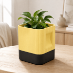 Aura Planter with Black Base in Dawn Yellow