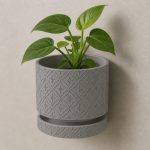 Floral Pattern Wall Planter in Grey