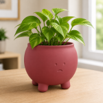 Sad Cauldron Planter in Deep Red
