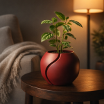 Minimalist Rounded Plant Pot in Deep Red